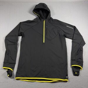 Salomon Running Hoodie Men XL ActiTherm Trail Running Black Reflective Softshell